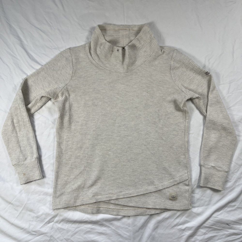 Straight Down Womens XS Cowl Neck‎ Waffle Oatmeal Long Sleeved Cream